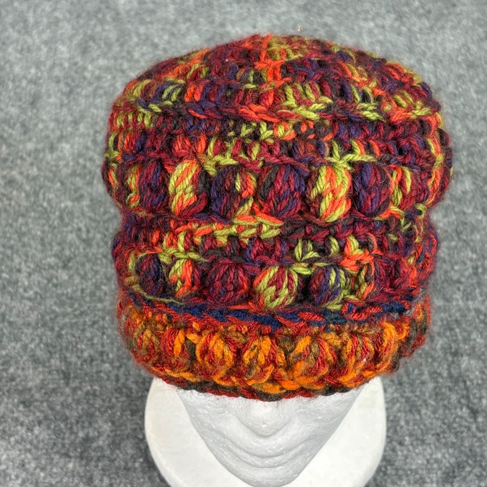 Handmade Crochet Beanie Hat Colorful Chunky Knit Cap Winter‎ Warm Boho Grunge